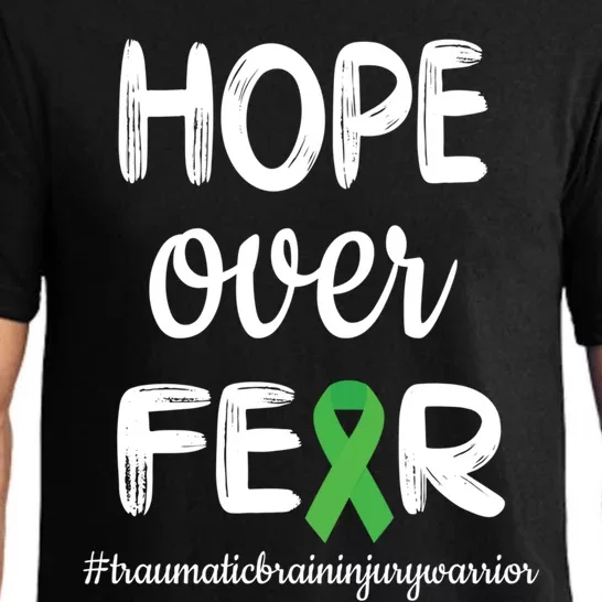 Hope Over Fear Green Ribbon Tbi Warrior Brain Injury Month Gift Pajama Set