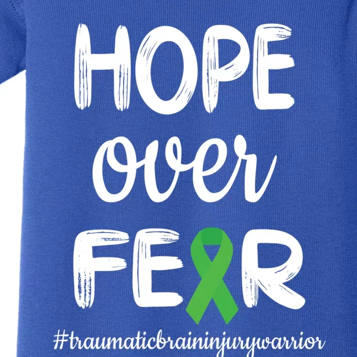 Hope Over Fear Green Ribbon Tbi Warrior Brain Injury Month Gift Baby Bodysuit