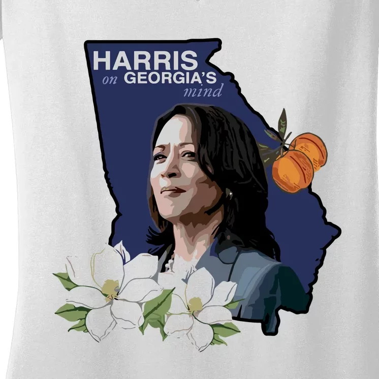 Harris On GeorgiaS Mind 2024 Women's V-Neck T-Shirt