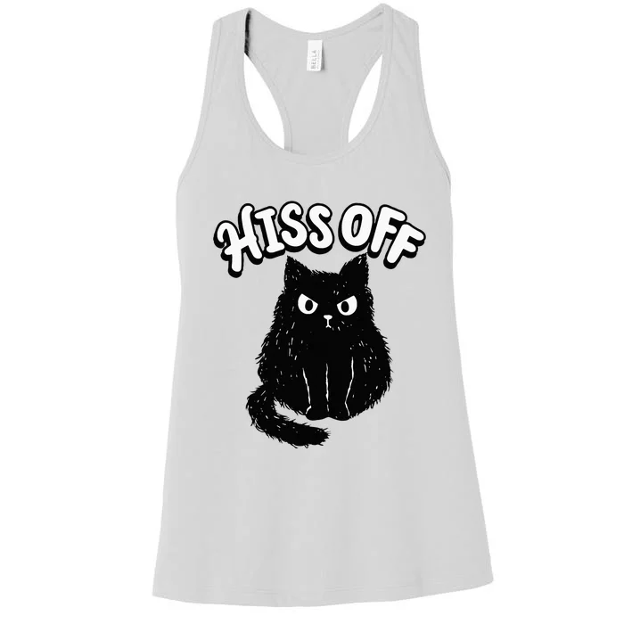 Hiss Off Grumpy Animal Lover Cute Kitten Cat Pet Owner Women's Racerback Tank