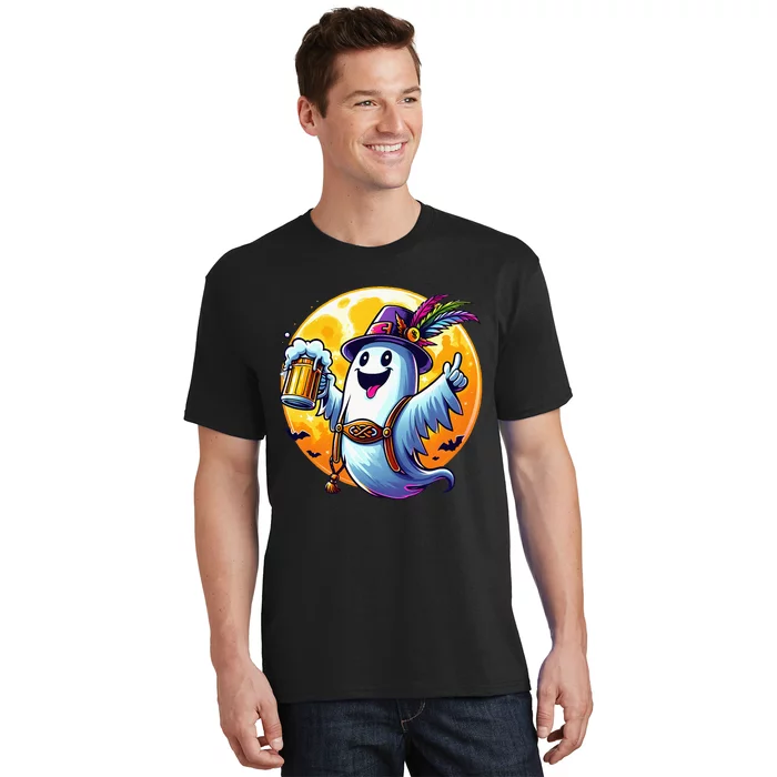 Halloween Oktoberfest Ghost Beer Moon Party Design T-Shirt