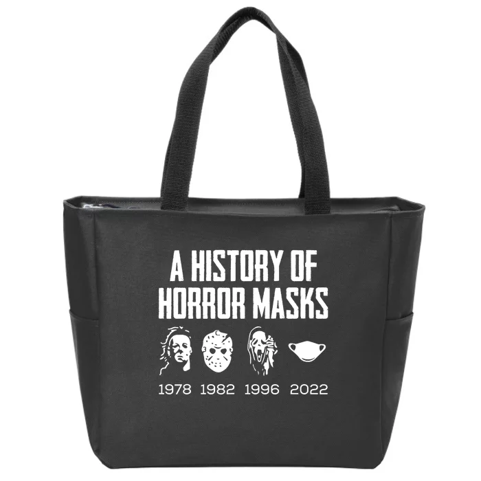 History Of Horror Masks Lazy Halloween Costume Face Mask Zip Tote Bag