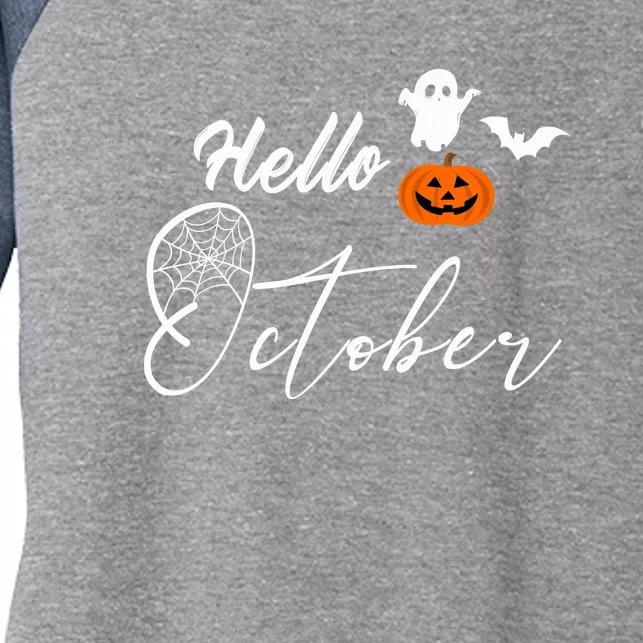 Hello October | Halloween Women's Tri-Blend 3/4-Sleeve Raglan Shirt