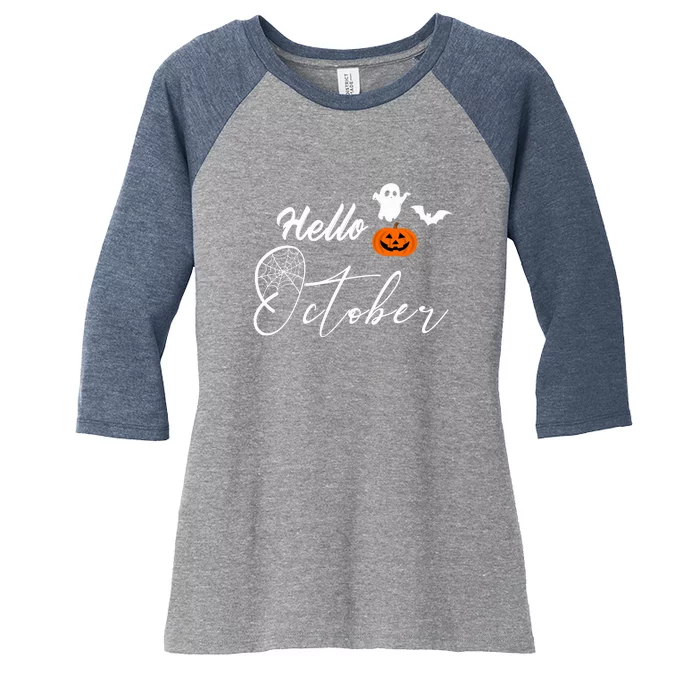 Hello October | Halloween Women's Tri-Blend 3/4-Sleeve Raglan Shirt