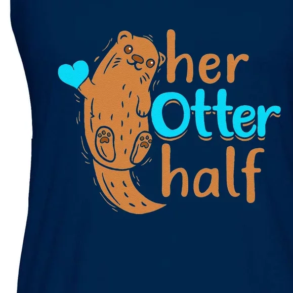 Her Otter Half Punny Romantic Couple Valentine's Day Ladies Essential Flowy Tank