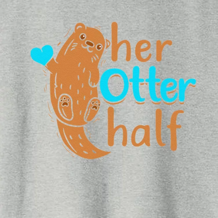 Her Otter Half Punny Romantic Couple Valentine's Day Women's Crop Top Tee