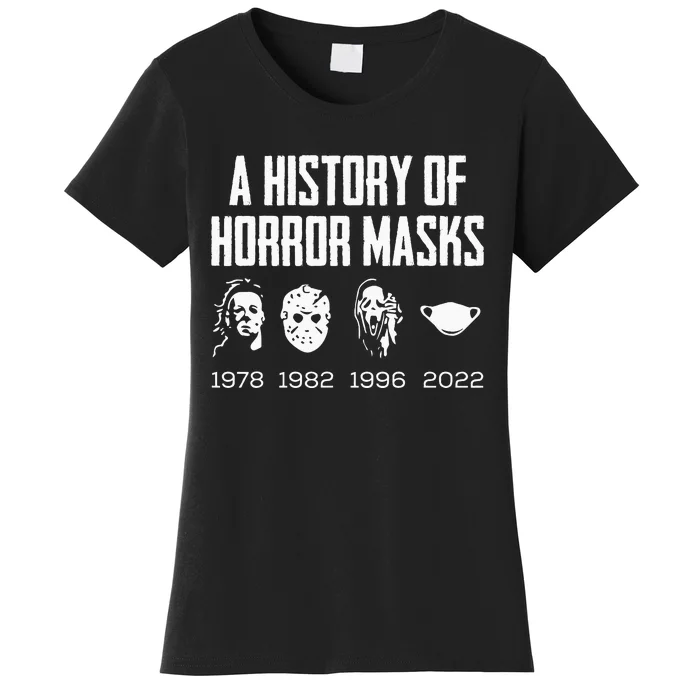 History Of Horror Masks Lazy Halloween Costume Face Mask Women's T-Shirt