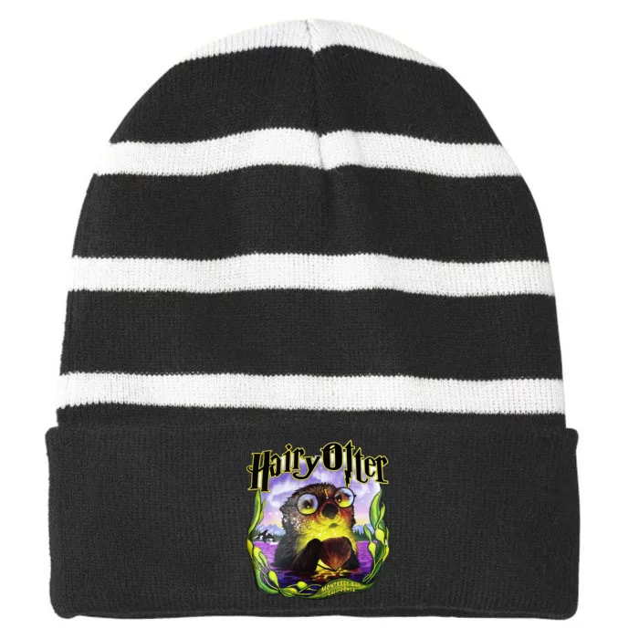 Hairy Otter Striped Beanie with Solid Band