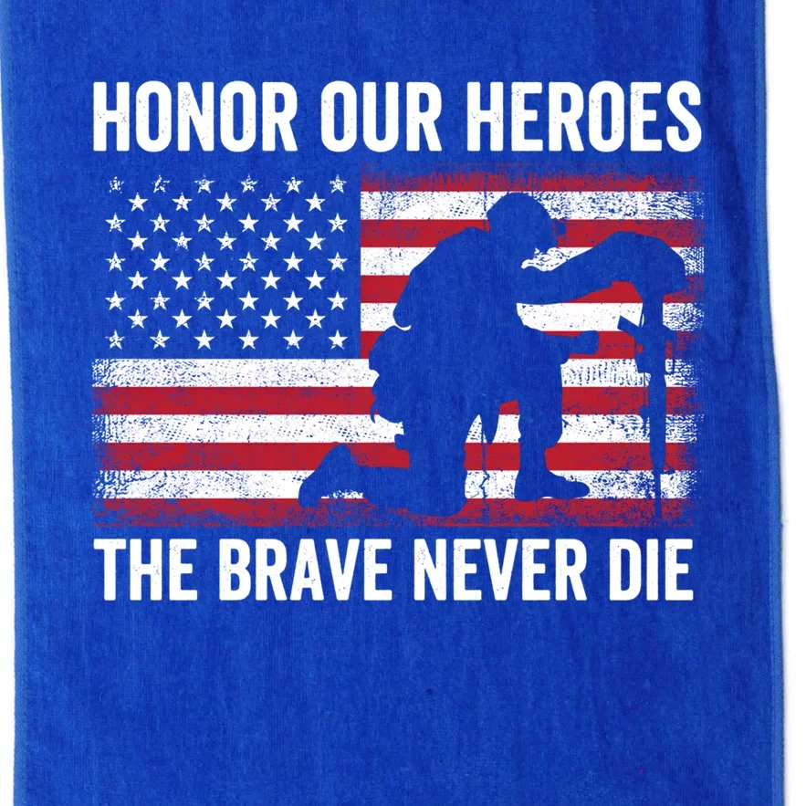 Honor Our Heroes The Brave Never Die Memorial Day Gift Platinum Collection Golf Towel