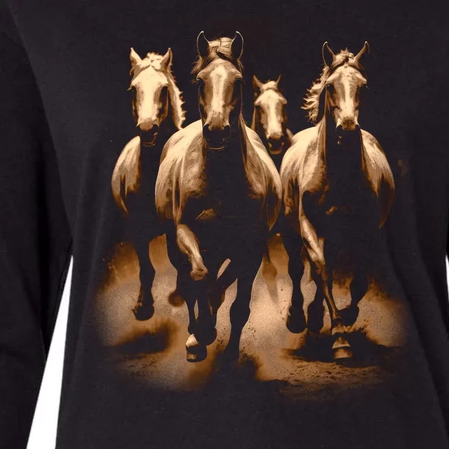 Herd Of Horses Womens Cotton Relaxed Long Sleeve T-Shirt