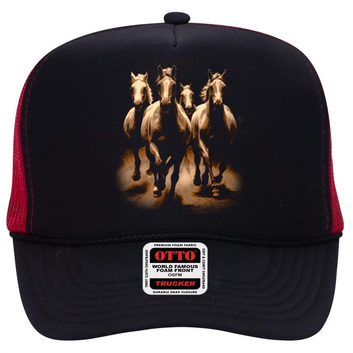 Herd Of Horses High Crown Mesh Trucker Hat