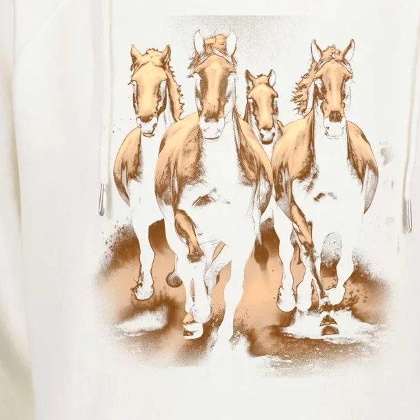 Herd Of Horses Womens Funnel Neck Pullover Hood