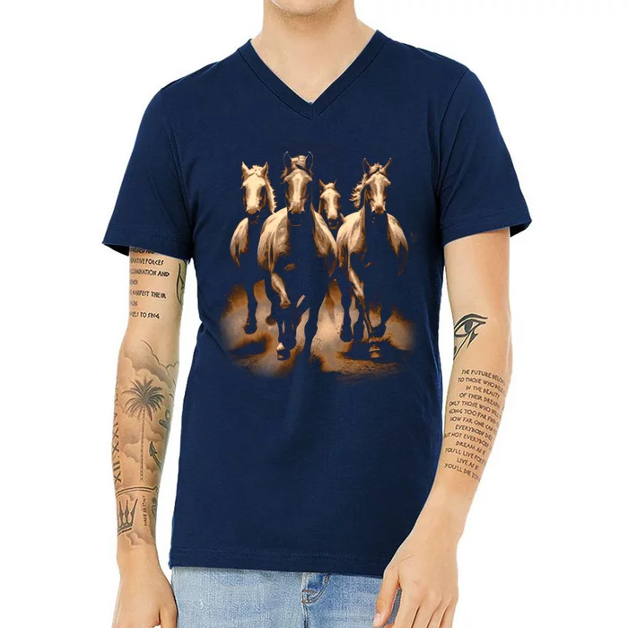 Herd Of Horses V-Neck T-Shirt