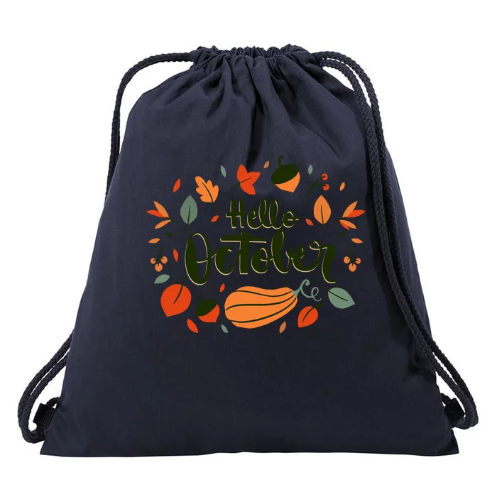 Hello October Drawstring Bag