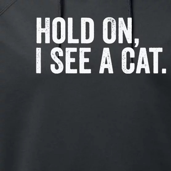 Hold On I See A Cat funny animal lover Performance Fleece Hoodie