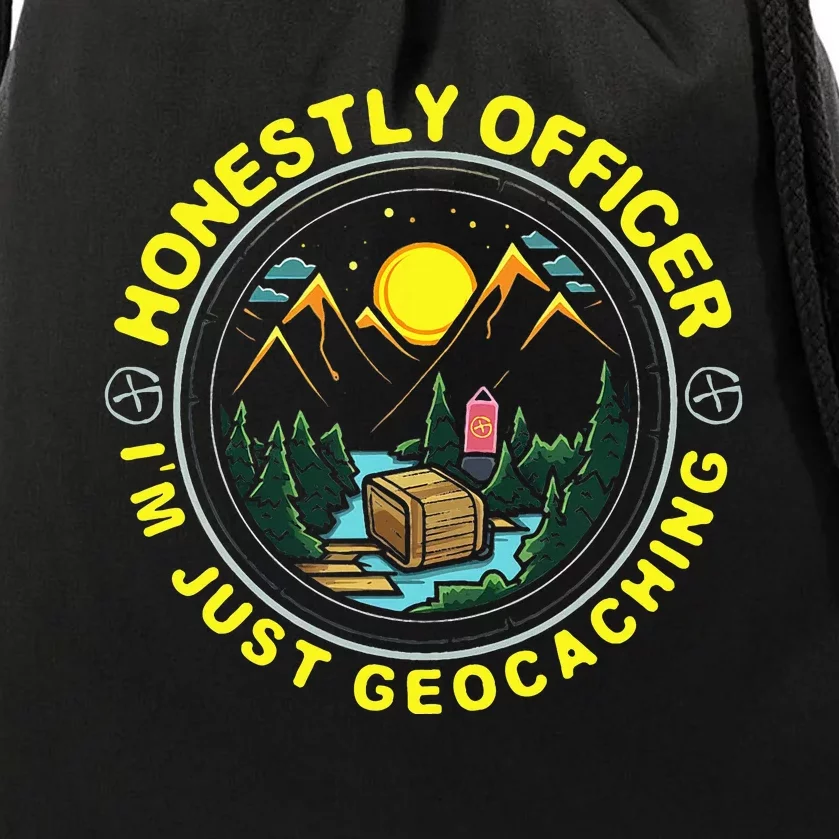 Honestly Officer IM Just Geocaching Map Reading Geocache Drawstring Bag