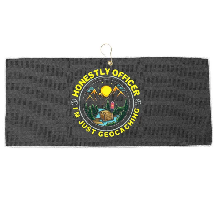 Honestly Officer IM Just Geocaching Map Reading Geocache Large Microfiber Waffle Golf Towel