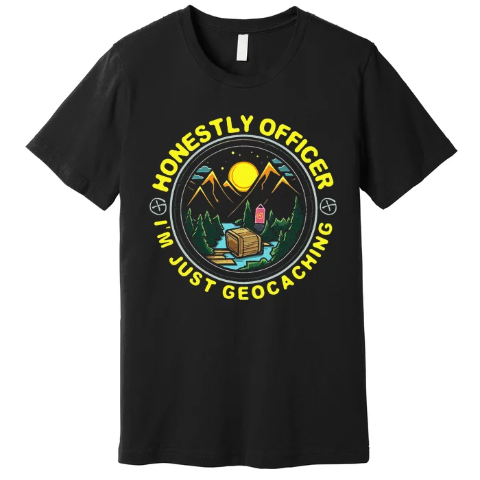 Honestly Officer IM Just Geocaching Map Reading Geocache Premium T-Shirt