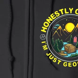 Honestly Officer IM Just Geocaching Map Reading Geocache Full Zip Hoodie