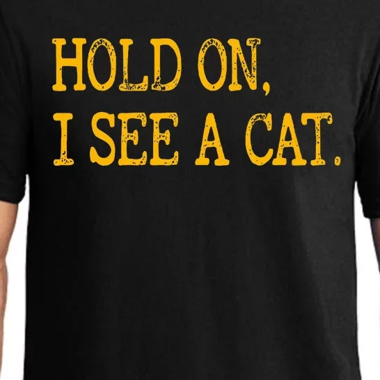 Hold On I See Cat Funny Cat Lovers Sarcastic Sayings Cats Pajama Set