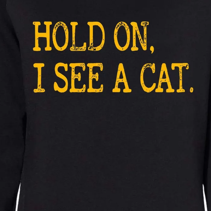 Hold On I See Cat Funny Cat Lovers Sarcastic Sayings Cats Womens California Wash Sweatshirt