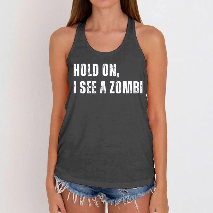 Hold On I See A Zombie Women's Knotted Racerback Tank