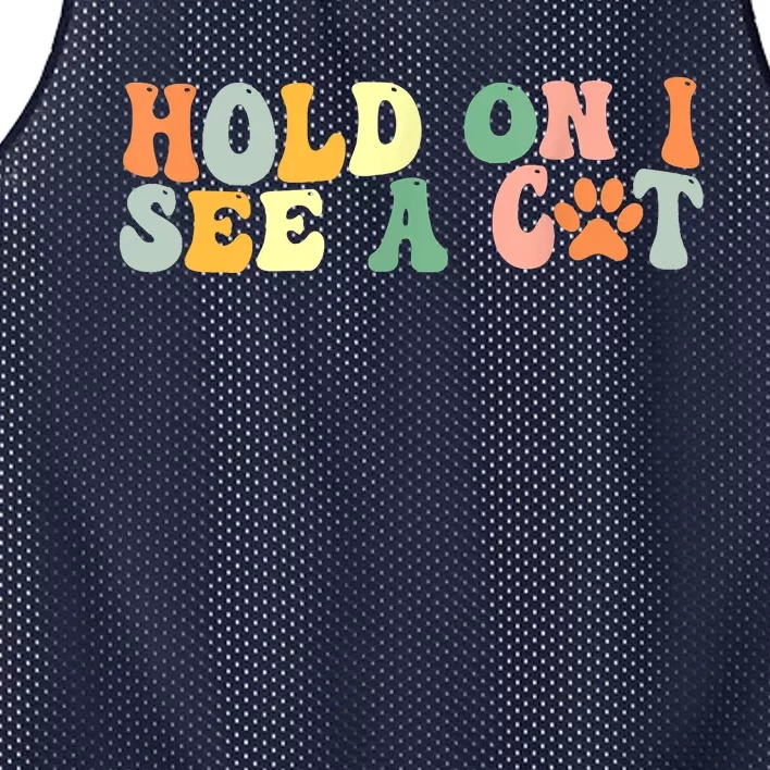 Hold On I See A Cat Funny Cat Lovers Sayings Valentines Day Mesh Reversible Basketball Jersey Tank