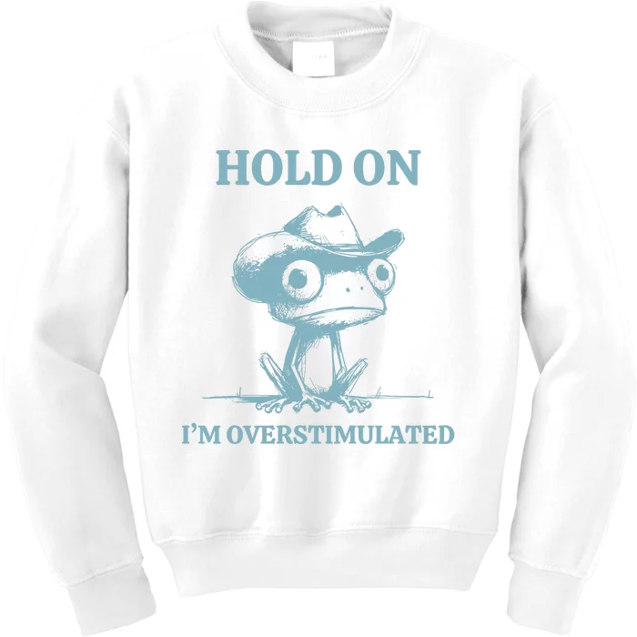 Hold On Im Overstimulated Frog Kids Sweatshirt