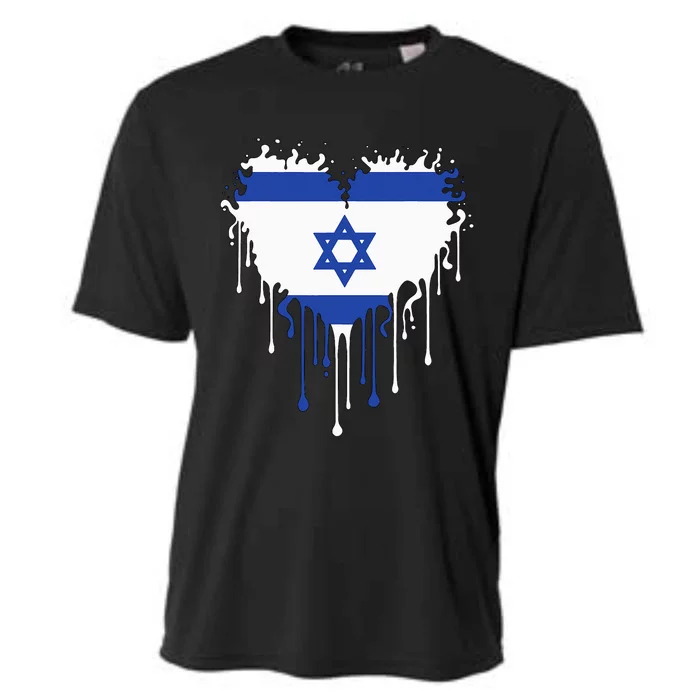 Heart Of Israel Flag I Stand With Israel Heritage Israeli Cooling Performance Crew T-Shirt