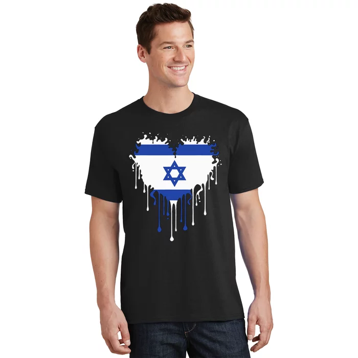 Heart Of Israel Flag I Stand With Israel Heritage Israeli T-Shirt