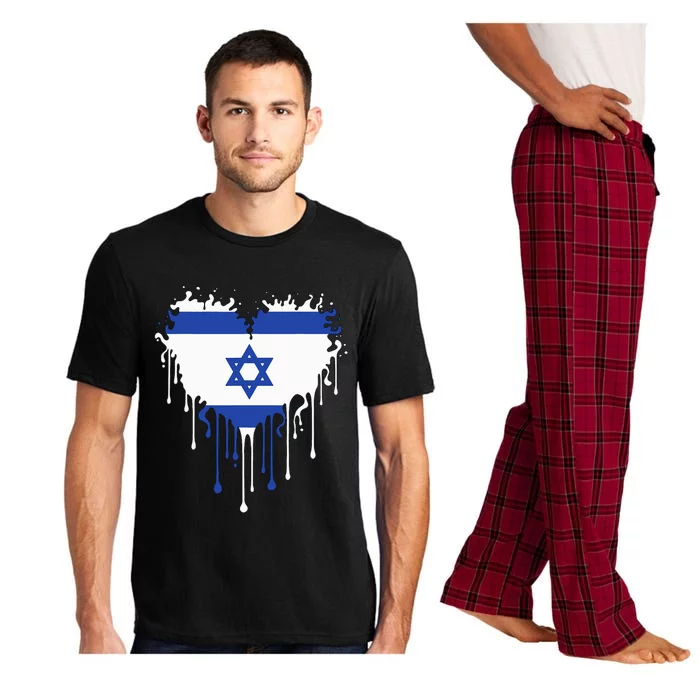 Heart Of Israel Flag I Stand With Israel Heritage Israeli Pajama Set