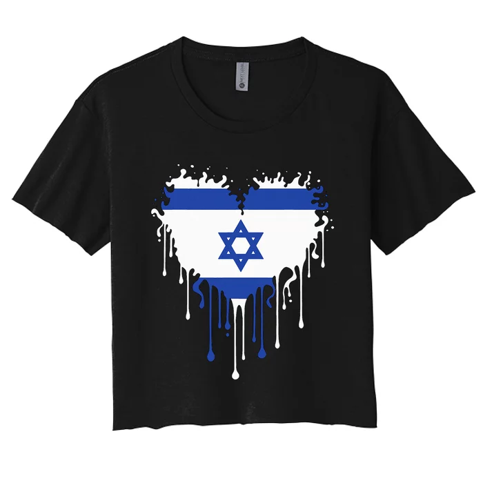 Heart Of Israel Flag I Stand With Israel Heritage Israeli Women's Crop Top Tee