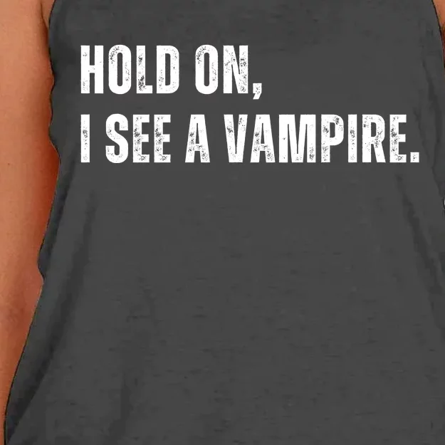 Hold On I See A Vampire Women's Knotted Racerback Tank