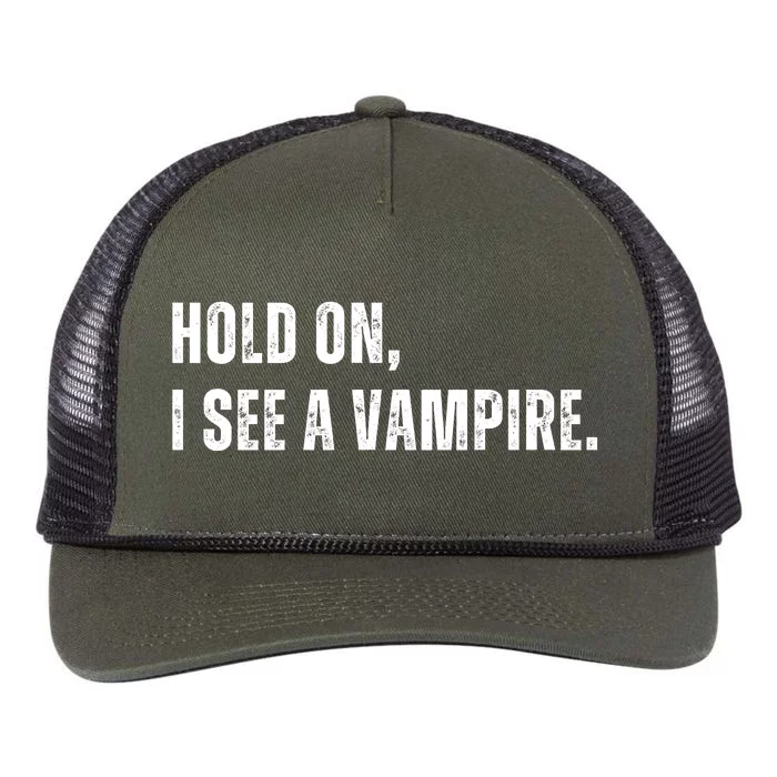 Hold On I See A Vampire Retro Rope Trucker Hat Cap