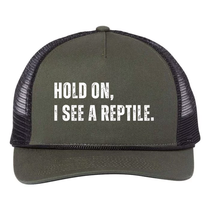 Hold On I See A Reptile Retro Rope Trucker Hat Cap