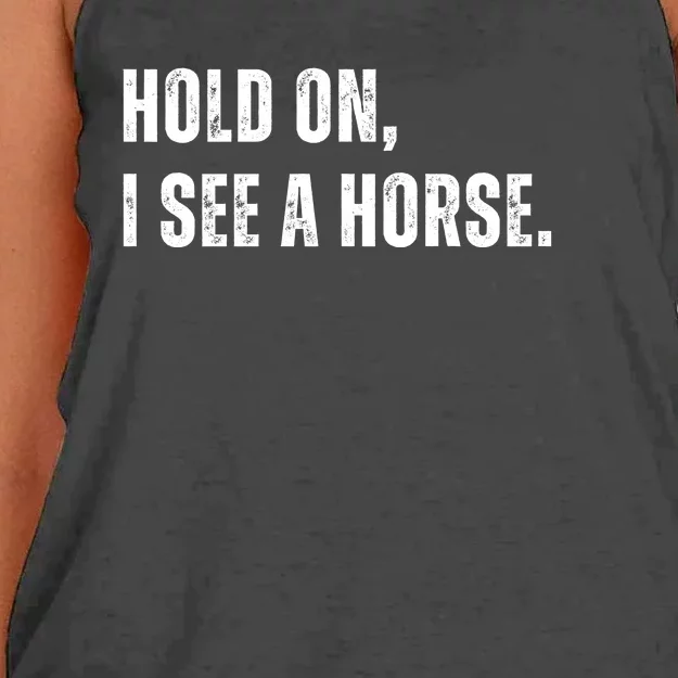 Hold On I See A Horse Women's Knotted Racerback Tank