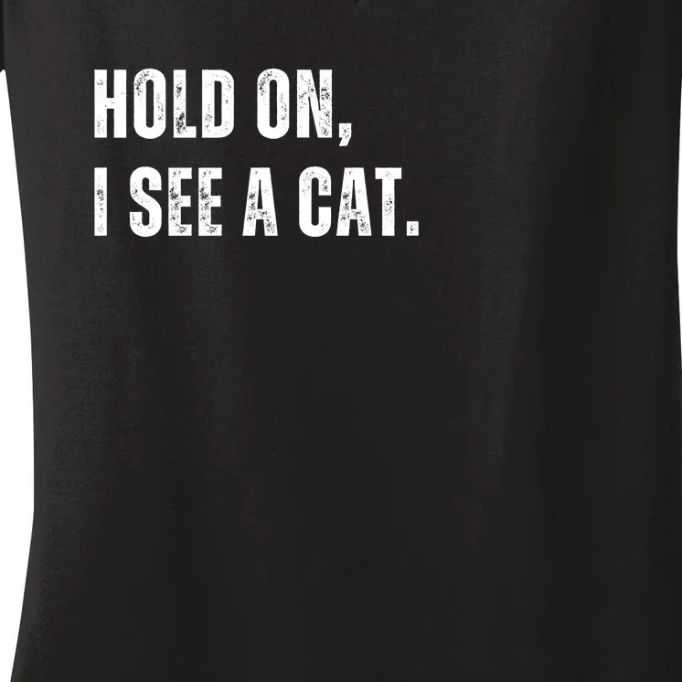 Hold On I See A Cat Women's V-Neck T-Shirt