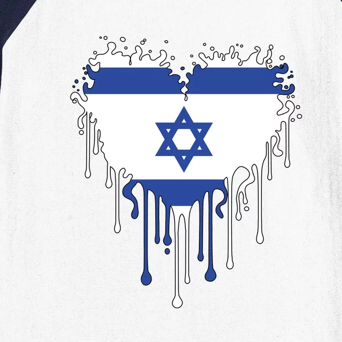 Heart Of Israel Flag Baseball Sleeve Shirt