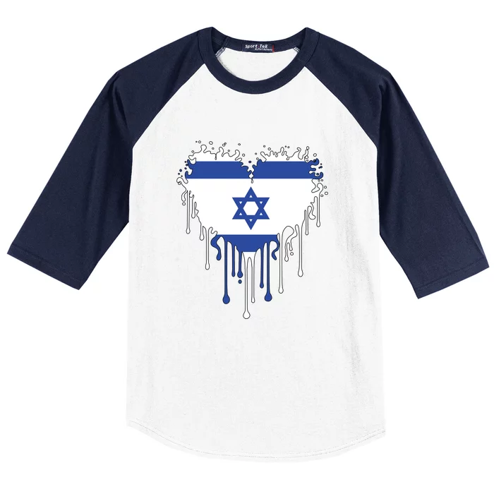 Heart Of Israel Flag Baseball Sleeve Shirt