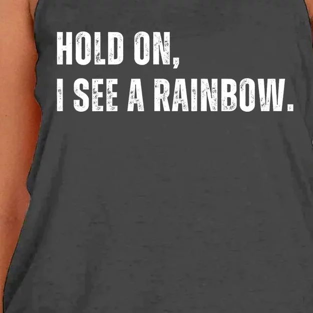 Hold On I See A Rainbow Women's Knotted Racerback Tank