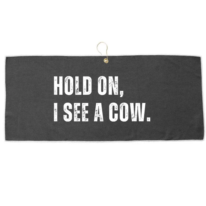 Hold On I See A Cow Large Microfiber Waffle Golf Towel