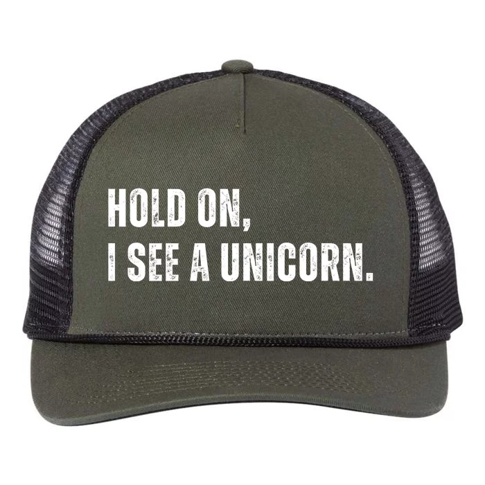 Hold On I See A Unicorn Retro Rope Trucker Hat Cap