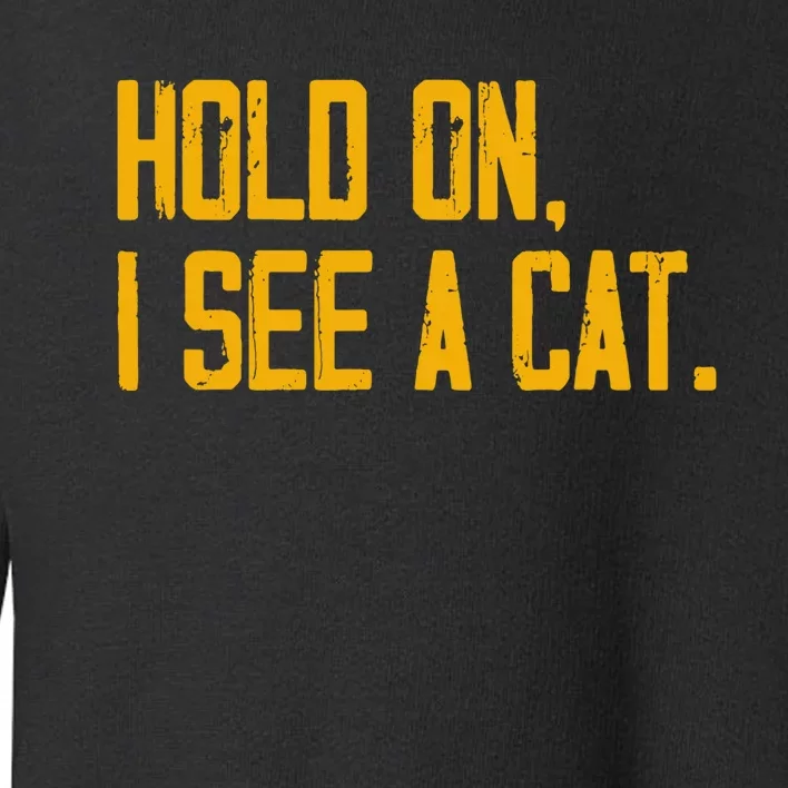 Hold On I See A Cat, Funny Cat Lovers Sarcastic Sayings Toddler Sweatshirt