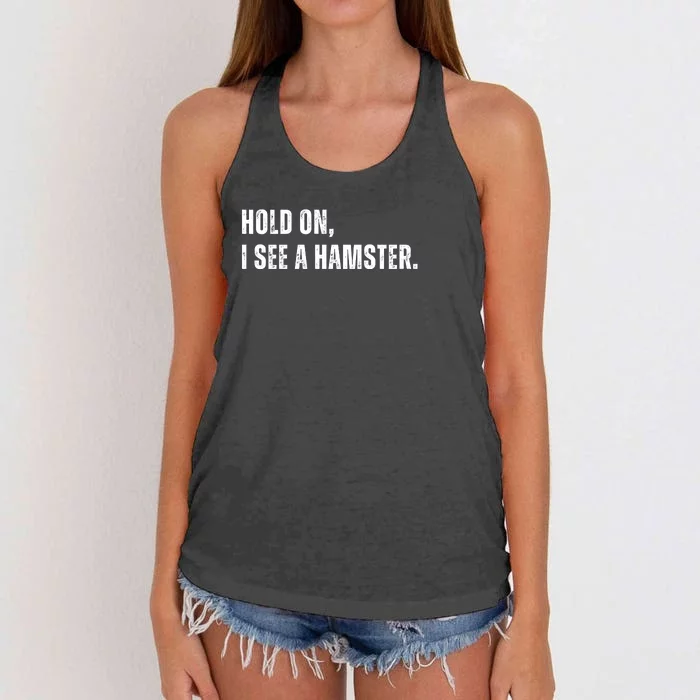 Hold On I See A Hamster Women's Knotted Racerback Tank