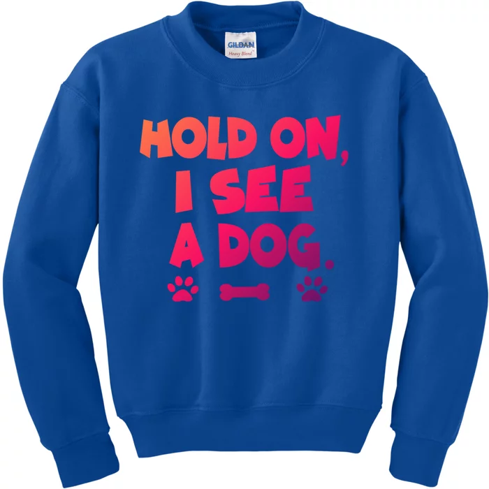 Hold On I See A Dog Gift Kids Sweatshirt