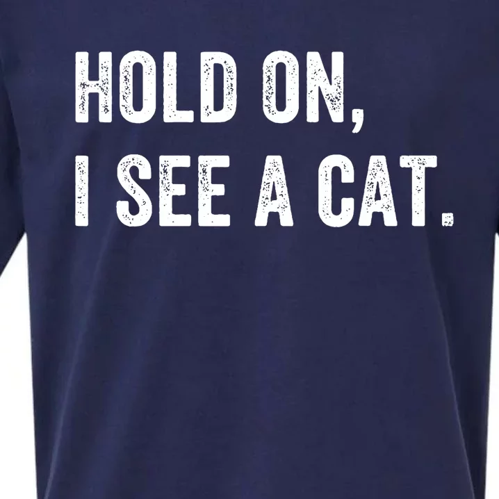 Hold On I See A Cat Funny Cat For Women Gifts Cat Mom Sueded Cloud Jersey T-Shirt