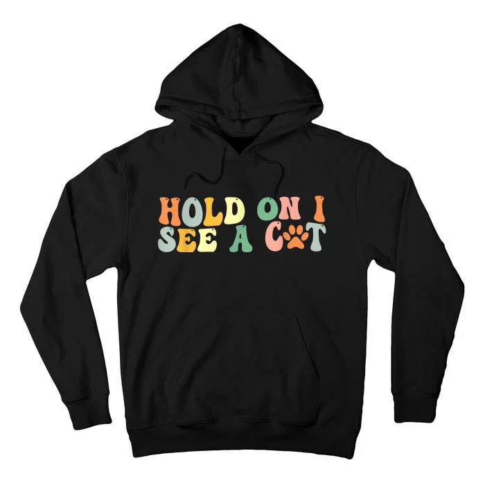 Hold On I See A Cat Funny Cat Lovers Sayings Valentines Day Tall Hoodie