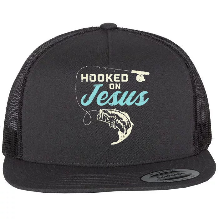 Hook On Jesus Bass Fishing Christian Religious God Gift Flat Bill Trucker  Hat