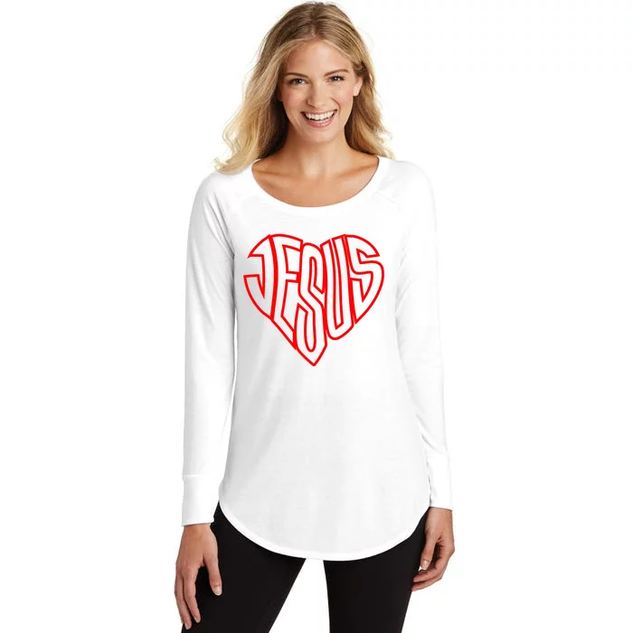 Heart Of Jesus Women's Perfect Tri Tunic Long Sleeve Shirt