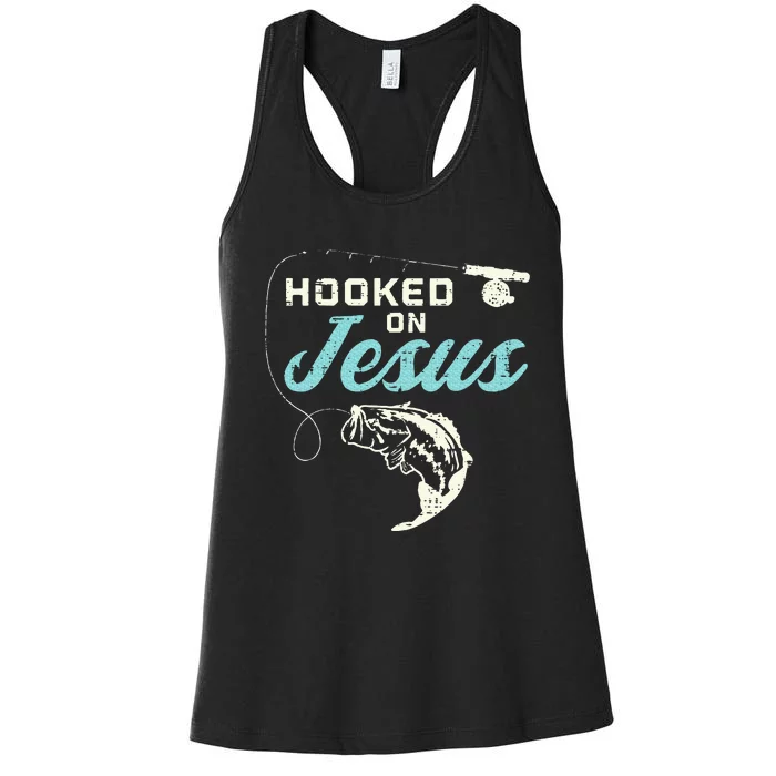 Hook On Jesus Bass Fishing Christian Religious God Gift Women's Racerback Tank